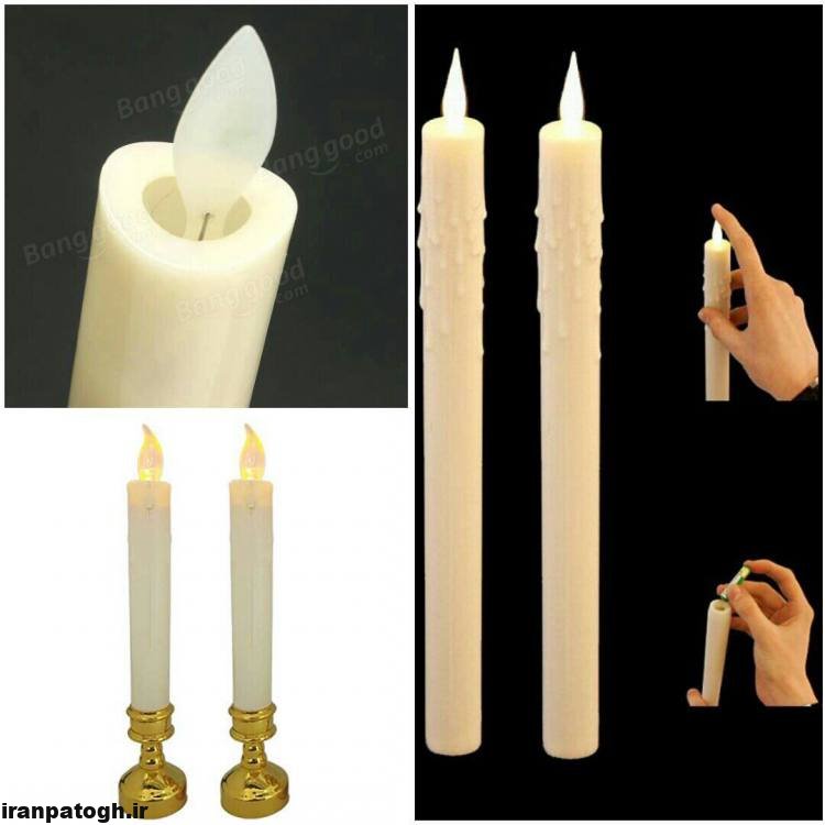 شمع دوعددی LED شمعدان دار